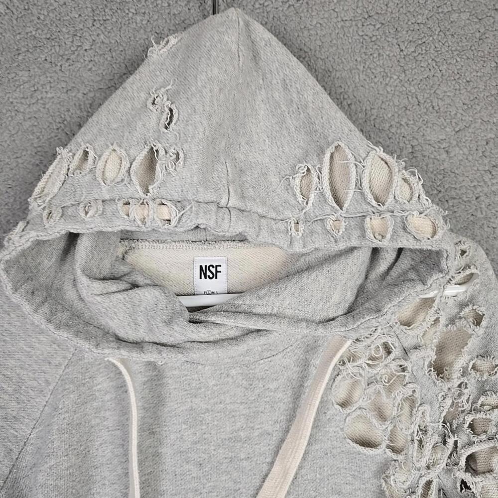 NSF Revolve Lisse Distressed Hoodie Grey, size S - Picture 9 of 9